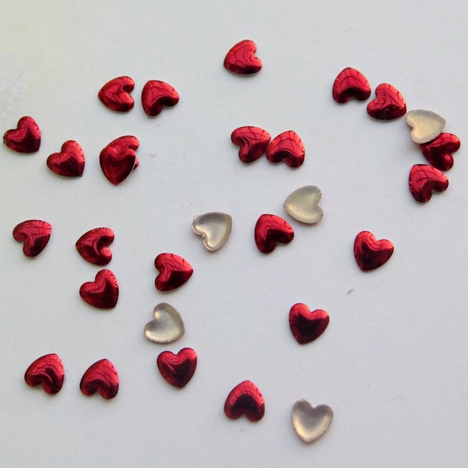 Red Metal Heart Studs