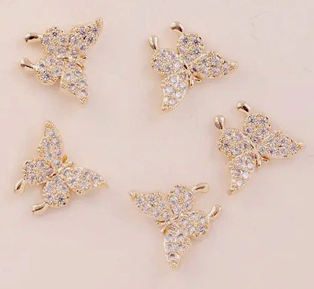 Gold Crystal Butterfly Charms