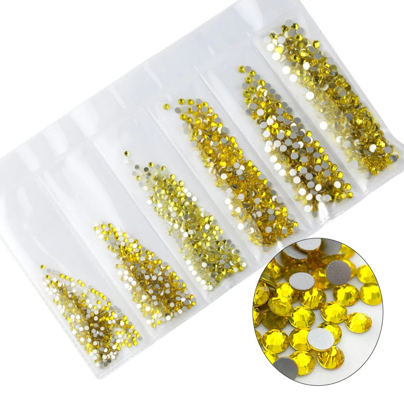 Multi Sized Rhinestone Pack - Yellow