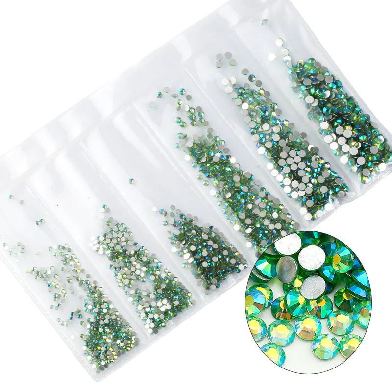 Multi Sized Rhinestone Pack - Light Green AB